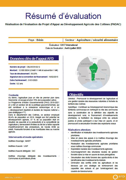 resume evaluation padac afd benin