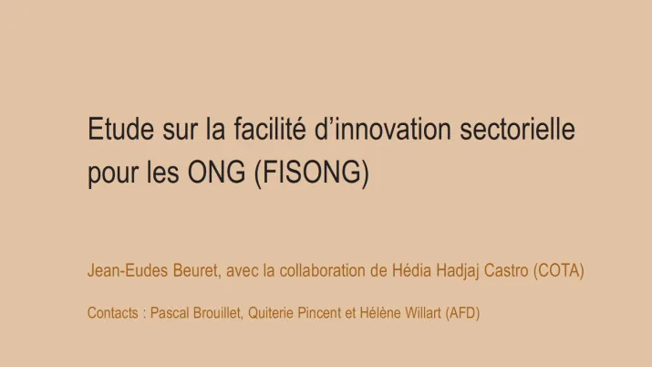 Etude sur la facilité d‘innovation sectorielle pour les ONG (FISONG)