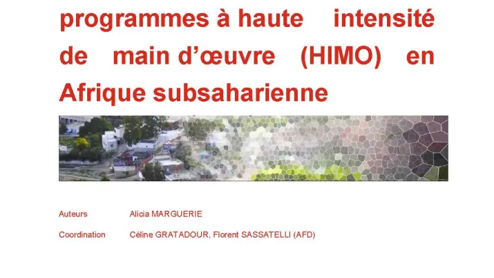 Etude de capitalisation : Impact et mise en œuvre de programmes à haute intensité de main d’œuvre (HIMO) en Afrique subsaharienne