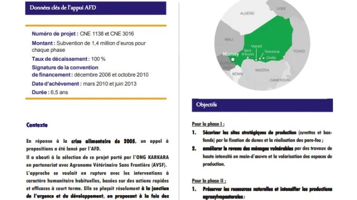 Résumé d'évaluation - Appui à la sécurité alimentaire des ménages (PASAM phases I et II), régions de Zinder et de Diffa