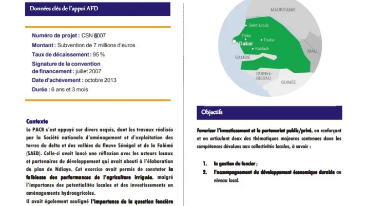 Résumé d'évaluation - Appui aux communautés rurales de la vallée du fleuve Sénégal (PACR/VFS)