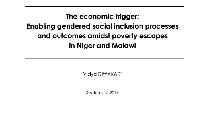 Gendered social inclusion and poverty escapes Niger Malawi_couv