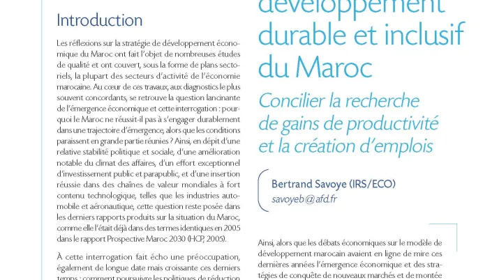 Émergence économique et développement durable et inclusif du Maroc_couv