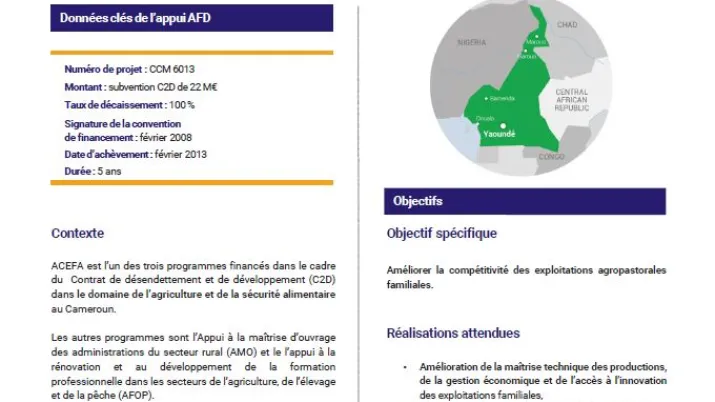 Résumé d'évaluation - Programme d’amélioration de la compétitivité des exploitations familiales agropastorales (ACEFA), Cameroun