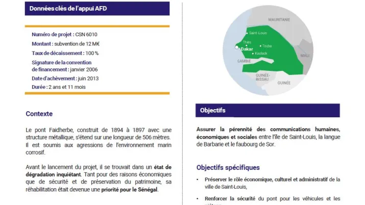 Résumé d'évaluation - Réhabilitation du pont Faidherbe de Saint-Louis, Sénégal