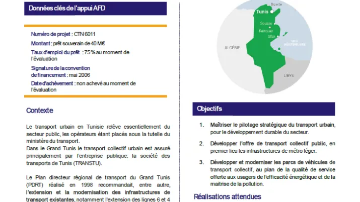 Résumé d'évaluation - Projet de modernisation des infrastructures du métro léger de Tunis CTN6011