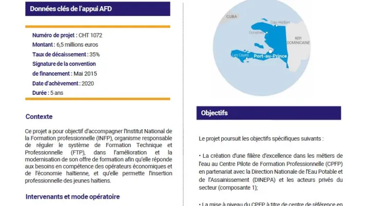 Résumé d'évaluation - Compétences pour l’emploi des jeunes, Haïti