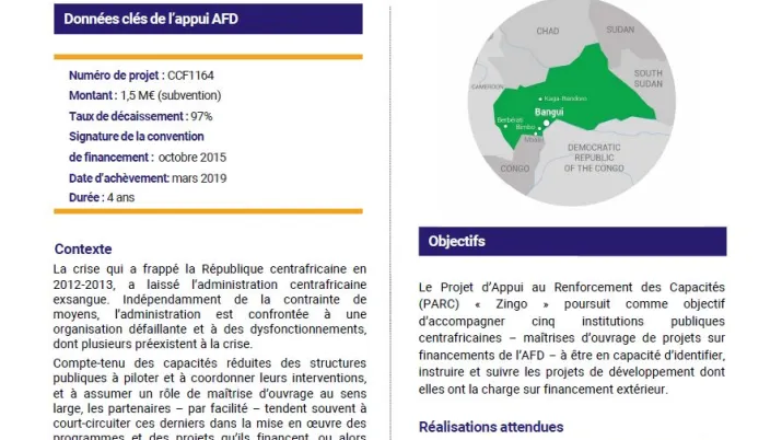 Programme d’appui au renforcement des capacités des maîtrises d’ouvrage en RCA (« PARC-Zingo »)