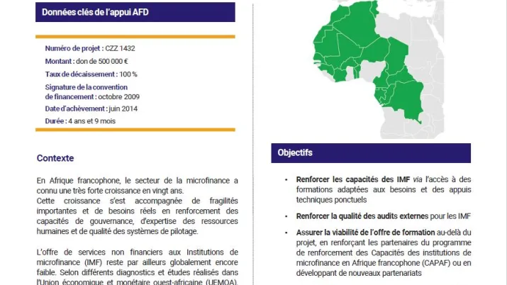 Résumé d'évaluation - Renforcement des capacités des IMF en Afrique francophone