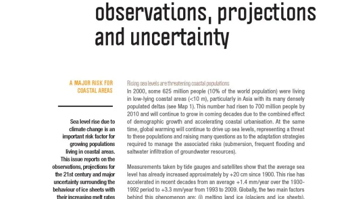 Sea level rise: observations, projections and uncertainty