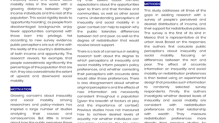 Policy Dialogues on inaccurate Public Perceptions of Inequality and Social Mobility in Mexico