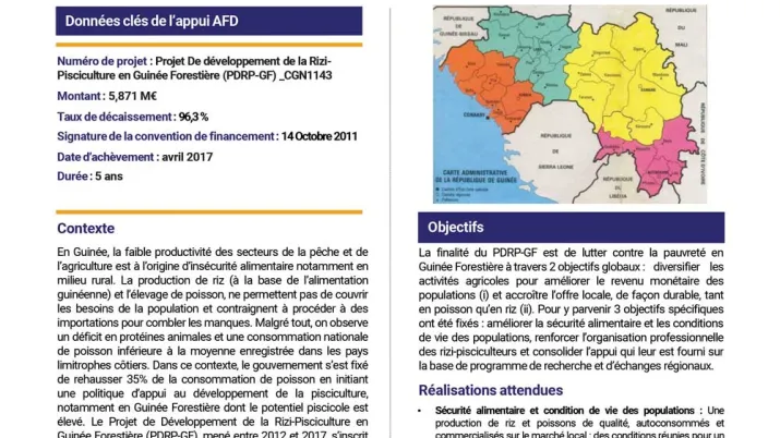 Résumé d'évaluation - Développement de la rizi-pisciculture en Guinée forestière