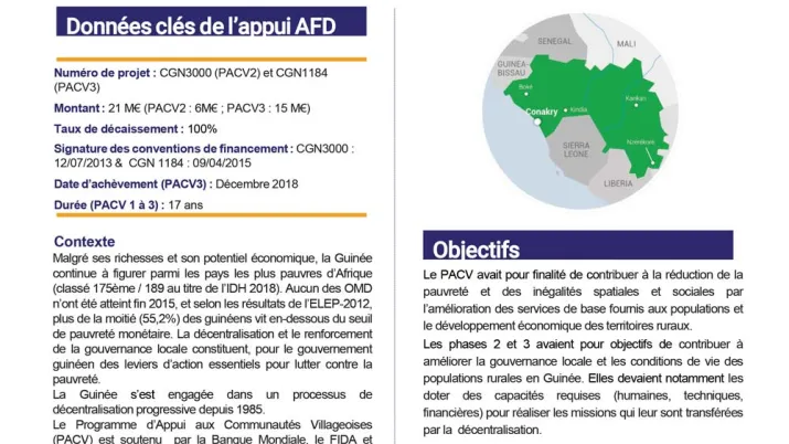 Résumé d'évaluation - Programme d’appui aux communautés villageoises (PACV2-PACV3), Guinée