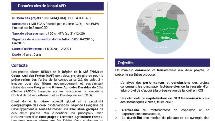 Résumé d'évaluation - Projets Cacao Ami des forêts et REDD+ La Mé CCI1434
