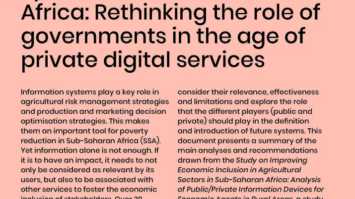 QDD 52 Agricultural information systems in Sub-Saharan Africa