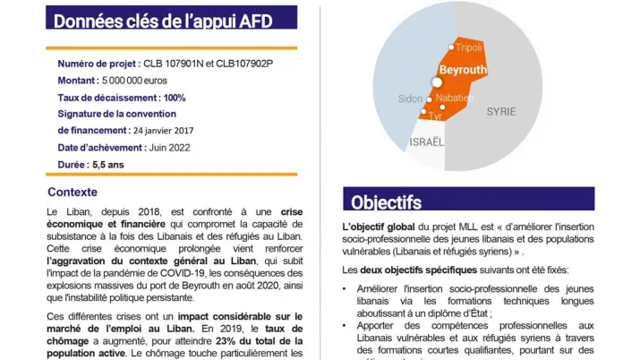 Résumé d'évaluation - Formation et employabilité des populations vulnérables impactées par la crise syrienne au Liban CLB1079