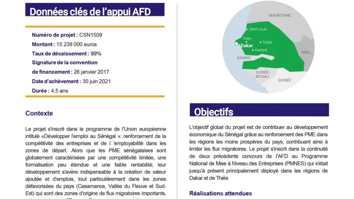 Résumé d'évaluation - Composante « Renforcer le tissu d'entreprises locales » du programme « Développer l’emploi au Sénégal » CSN1509