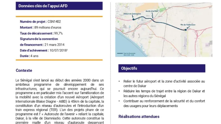 Résumé d’évaluation - Projet d’extension de l’autoroute Diamniadio au Sénégal