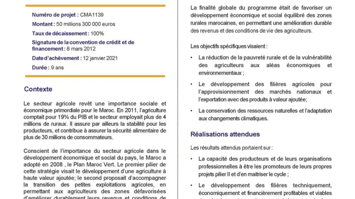 Résumé d’évaluation - Programme d’appui au pilier II du Plan Maroc vert