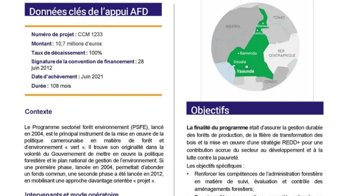 Résumé d'évaluation du C2D-PSFE: programme sectoriel forêt-environnement 1233 - Cameroun