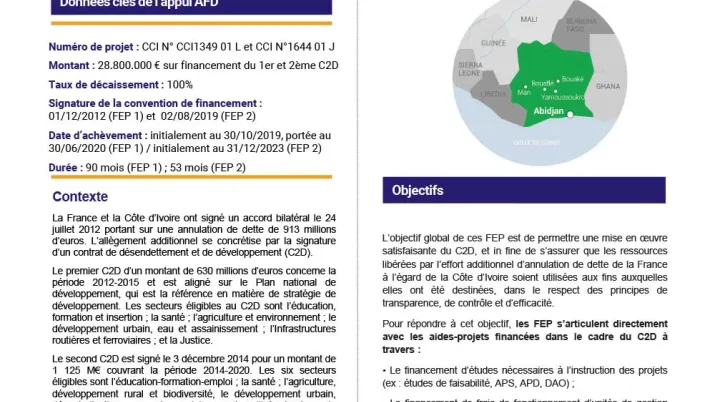 Fonds d’études et de pilotage (FEP) 1 et 2 du C2D, Côte d’Ivoire