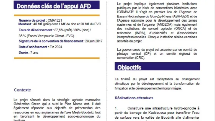 Evaluation à mi-parcours du Projet de développement de l'irrigation et d'adaptation de l'agriculture irriguée aux changements climatiques à l'aval du barrage de Kaddoussa (PDIAAI-CC), Maroc