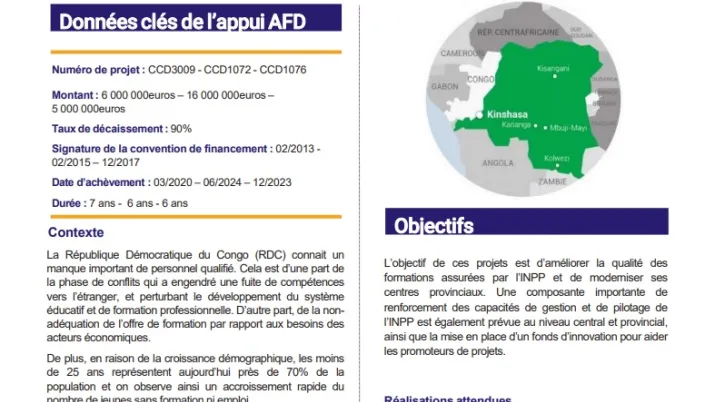 Evaluation à mi-parcours de la mise en œuvre des projets d’appui à l’INPP (CCD3009, CCD1072, CCD1076), RDC