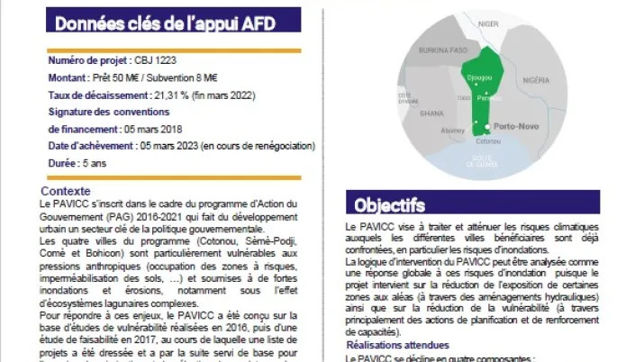 Evaluation à mi-parcours du Programme d'adaptation des villes aux changements climatiques (PAVICC), Bénin