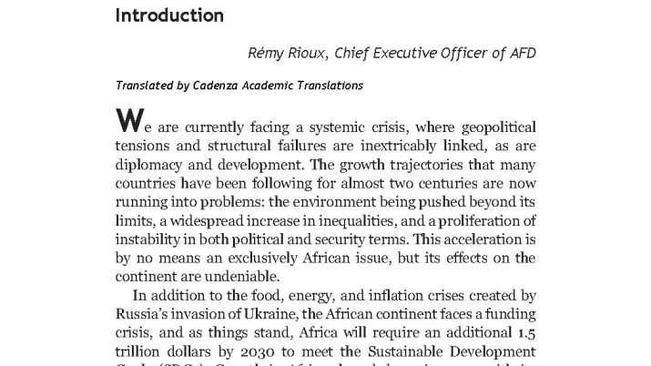 L'économie africaine 2024 : English version of Introduction & 1st Chapter