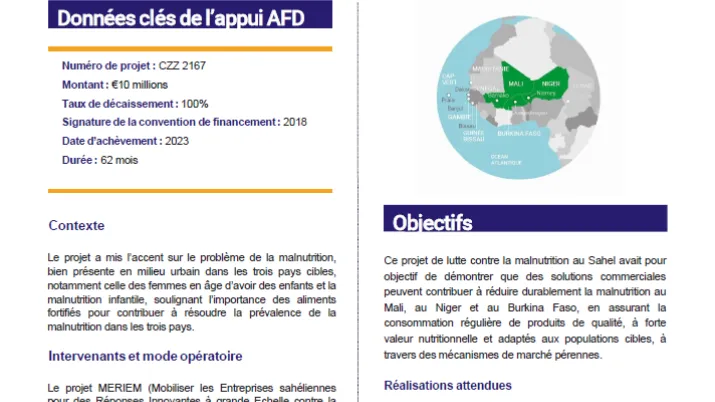 Evaluation du Projet de lutte contre la malnutrition au Sahel (MERIEM) AFD