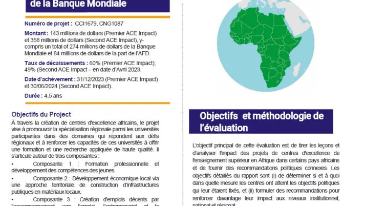 Évaluation Rapide du Projet des Centres Africains d’Excellence (ACE Impact)