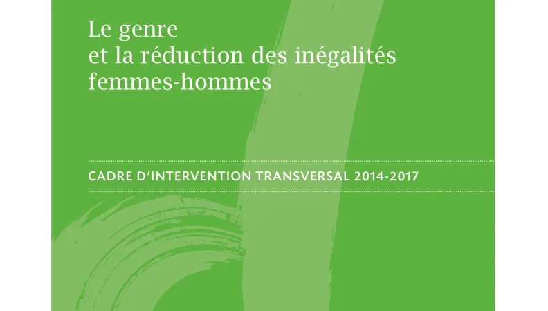 Cadre d'intervention : le genre et la réduction des inégalités femmes-hommes