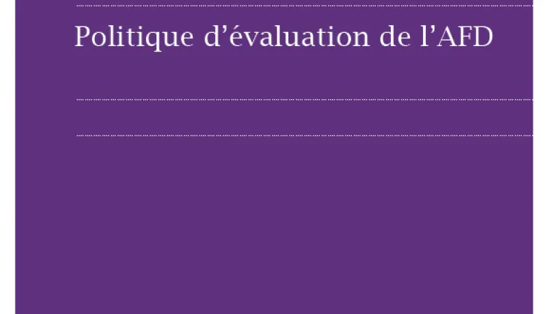 La politique d'évaluation à l'AFD