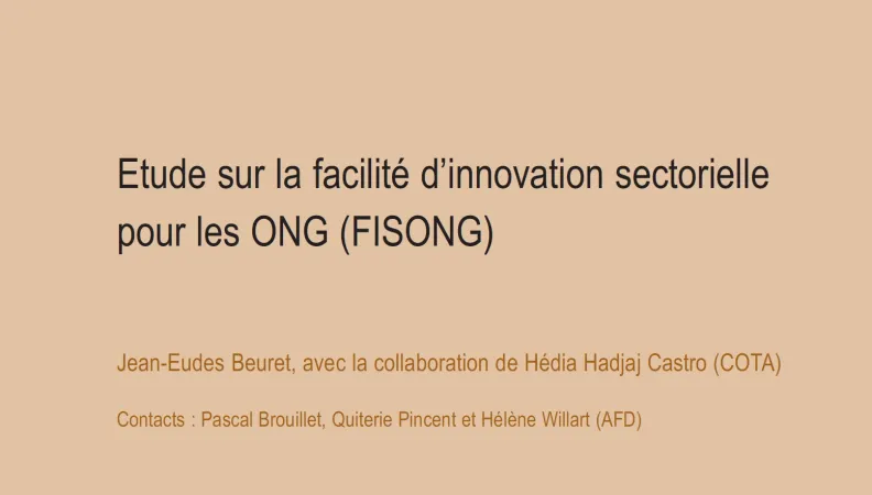 Etude sur la facilité d‘innovation sectorielle pour les ONG (FISONG)