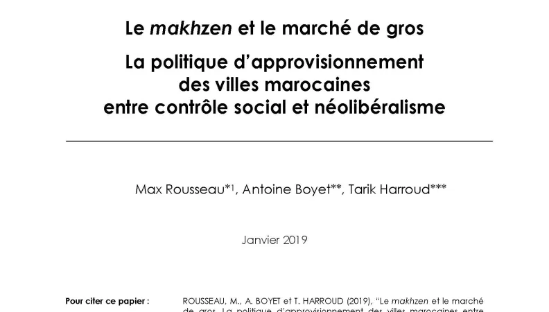 Makhzen et marché de gros au Maroc_couv