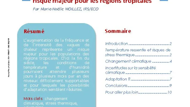Note d'éclairage : Intensification des vagues de chaleur : un risque majeur pour les régions tropicales