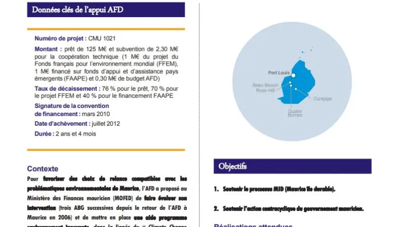 Résumé d'évaluation - Appui budgétaire « Aide Programme Environnement » (APE)