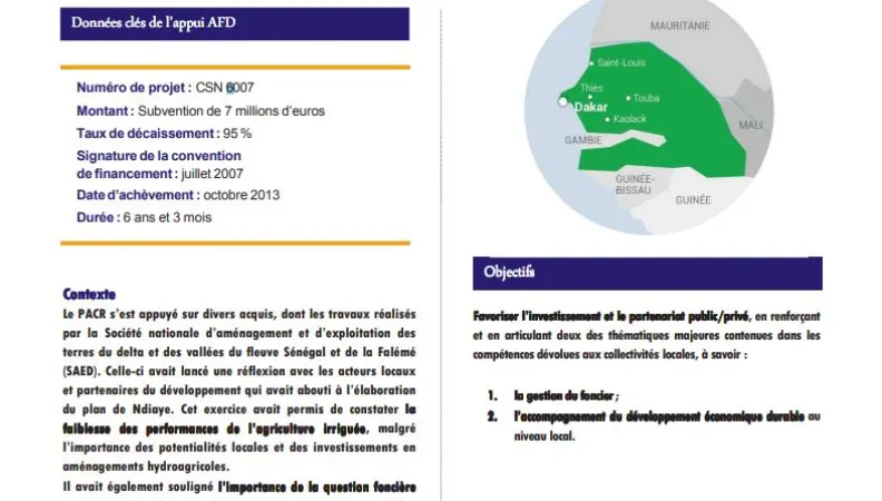 Résumé d'évaluation - Appui aux communautés rurales de la vallée du fleuve Sénégal (PACR/VFS)