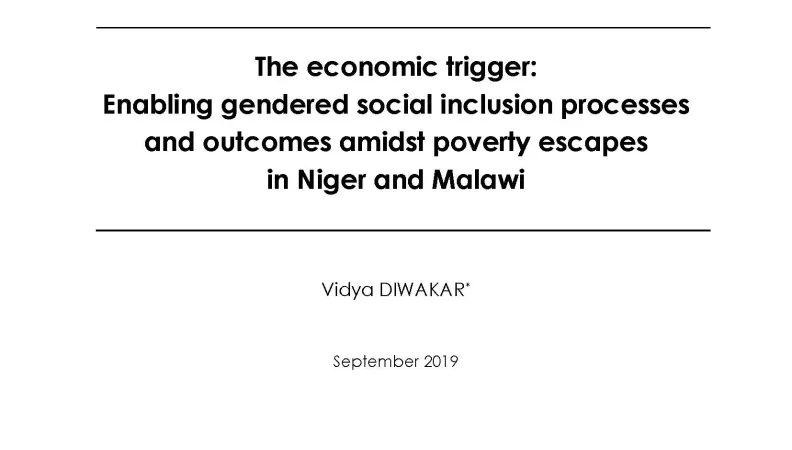 Gendered social inclusion and poverty escapes Niger Malawi_couv