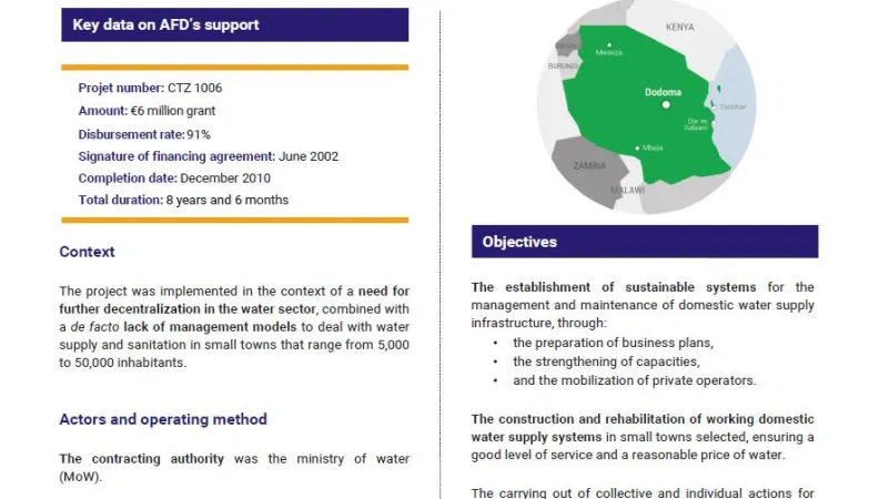 Evaluation Summary - Small towns water supply and sanitation project (STWSSP), Tanzania