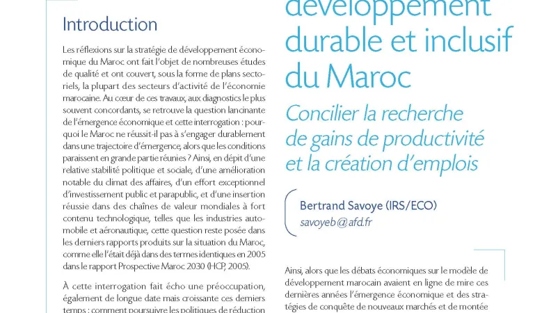 Émergence économique et développement durable et inclusif du Maroc_couv