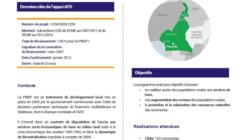 Résumé d'évaluation - Programme national de développement participatif, Cameroun