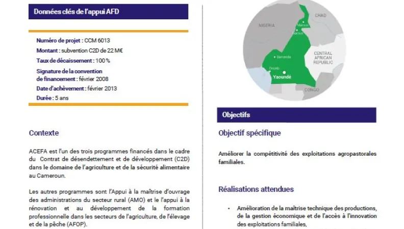 Résumé d'évaluation - Programme d’amélioration de la compétitivité des exploitations familiales agropastorales (ACEFA), Cameroun