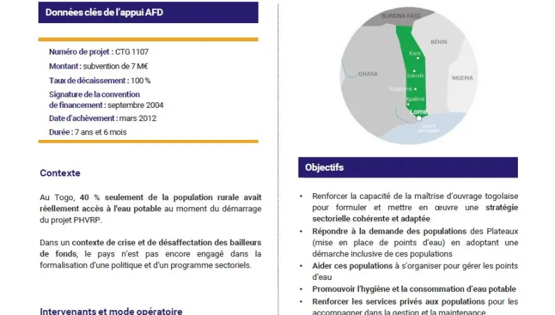 Résumé d'évaluation - Projet d’hydraulique villageoise dans la région des Plateaux (PHVRP), Togo