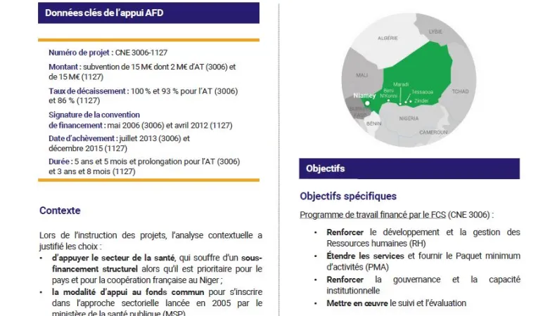Résumé d'évaluation - Appui au Plan de développement sanitaire (PDS) à travers les contributions au Fonds commun santé (FCS), Niger