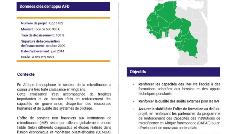 Résumé d'évaluation - Renforcement des capacités des IMF en Afrique francophone