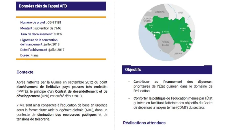 Résumé d'évaluation - Appui budgétaire à la Guinée affecté au secteur de l’éducation
