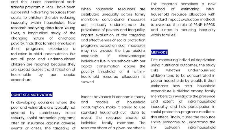 Policy dialogues on Social Protection-Household Resources Allocated to Undernourished Children