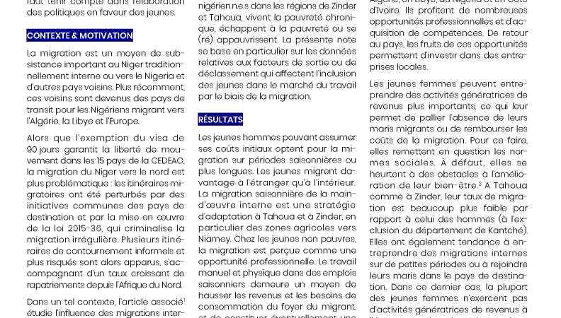 Dialogues de politiques publiques sur la jeunesse au Niger