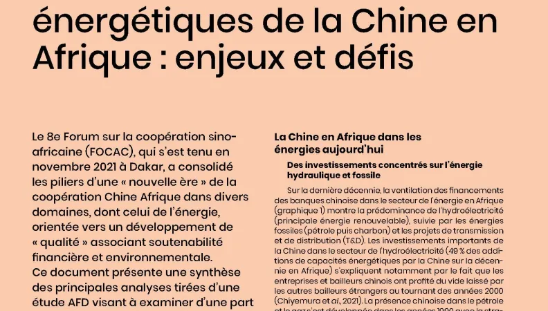 Le verdissement des investissements énergétiques de la Chine en Afrique